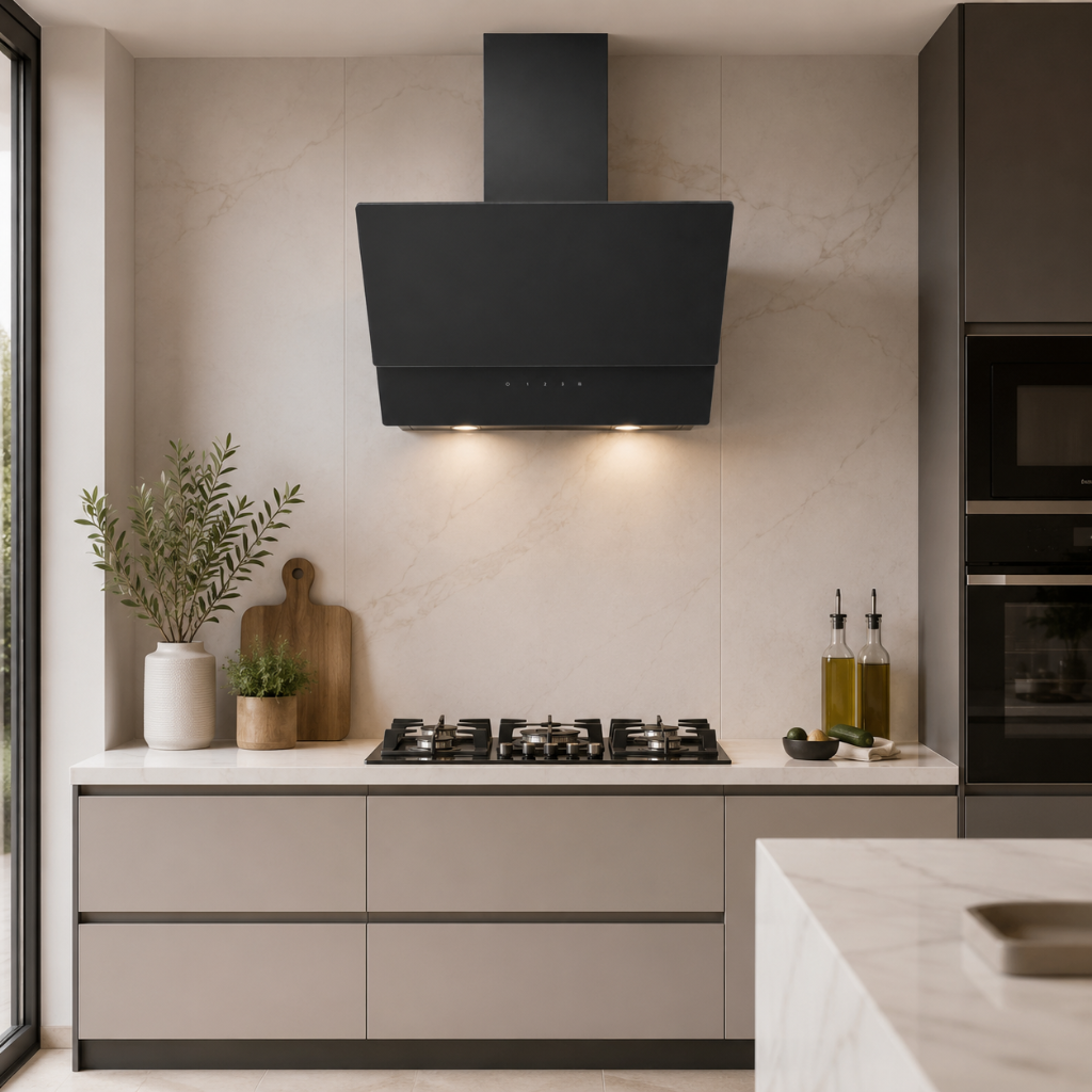 Luxell 60cm Angled Glass Cooker Hood with 650m³/h Extraction & Touch Control - DA6-835