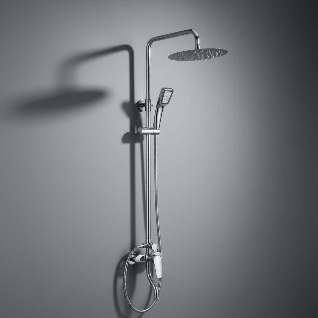 Wadfow Hot & Cold Shower Set with Hot & Cold Mixer Faucet, Overhead Shower, Hand Shower & Accessories - WZD3501