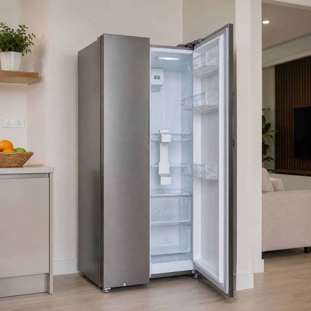 Luxell 510L No-Frost Side-by-Side Refrigerator with Digital Display, Inox - LXSBS-550IN