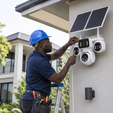 IOMA 3MP Four-Camera PTZ 4G eSIM Solar Security System - IO-SG401