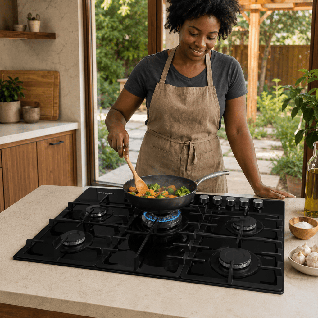 Cecotec Bolero Squad Black Glass Five-Burner Built-In Gas Hob 11KW - A01_EU01_100199