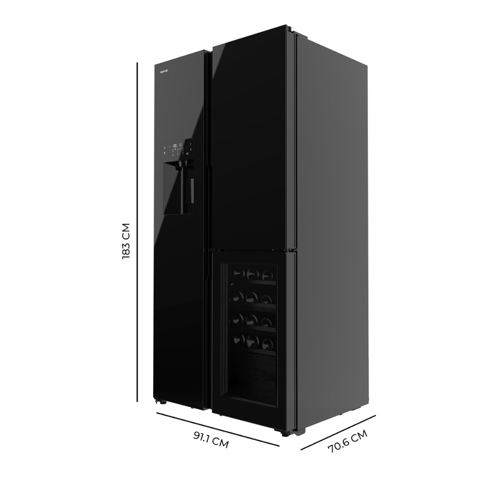 Cecotec Bolero CoolMarket 529L Three-Door Refrigerator with Wine Cellar Compartment & Icemaker - 1958