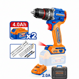 Wadfow 20V Brushless Cordless Hammer Drill with 2 x 4.0Ah Batteries & Charger - WCDP9281