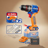 Wadfow 20V Brushless Cordless Hammer Drill with 2 x 4.0Ah Batteries & Charger - WCDP9281