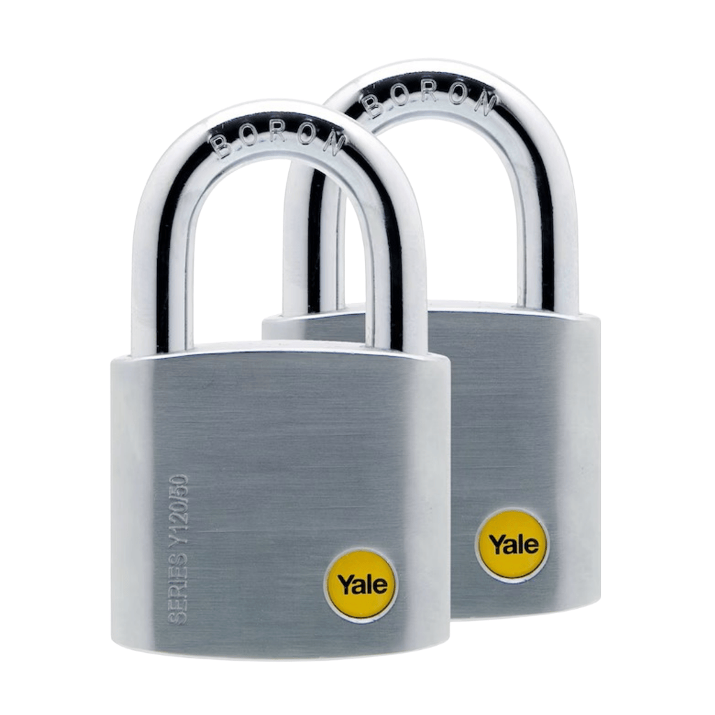 Yale Y120 60mm Solid Brass Padlock Twin Pack with Boron Steel Shackle - Y120/60/135/2
