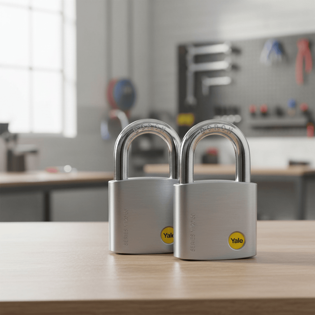 Yale Y120 60mm Solid Brass Padlock Twin Pack with Boron Steel Shackle - Y120/60/135/2