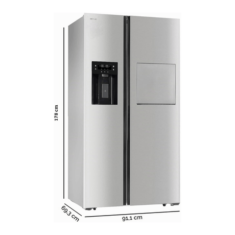 Cecotec Bolero CoolMarket Inox 556L Side-by-Side Refrigerator with Water Dispenser & Digital Screen - 109134