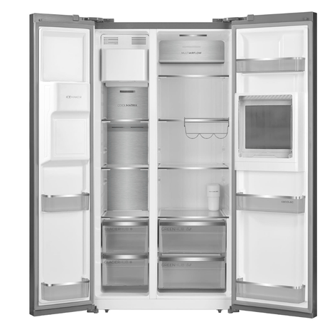 Cecotec Bolero CoolMarket Inox 556L Side-by-Side Refrigerator with Water Dispenser & Digital Screen - 109134