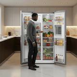 Cecotec Bolero CoolMarket Inox 556L Side-by-Side Refrigerator with Water Dispenser & Digital Screen - 109134