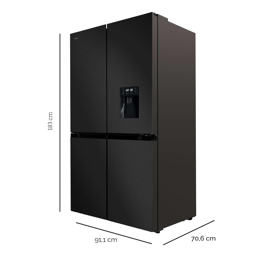 Cecotec Bolero CoolMarket 564L Four-Door Refrigerator with Water Dispenser | Black & Inox