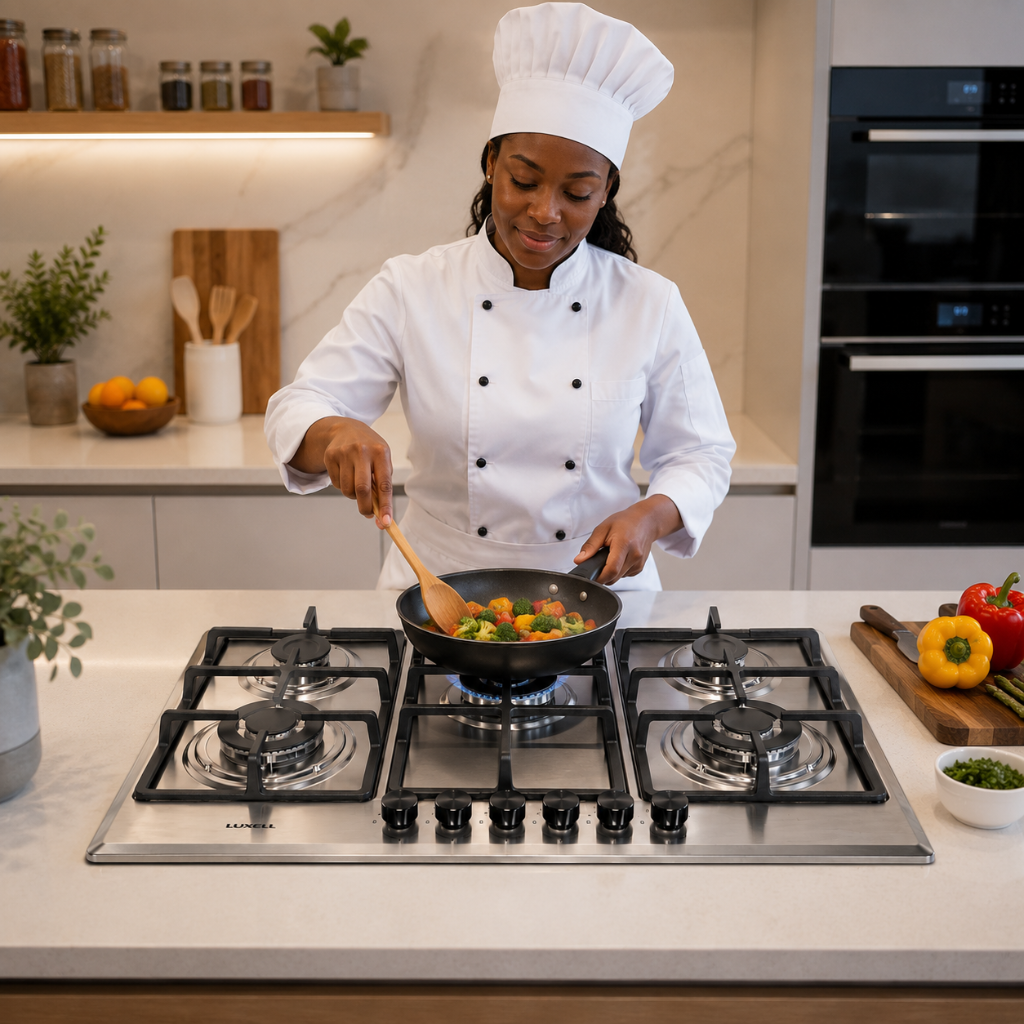 Luxell 90cm 6-Burner Stainless Steel Built-In Gas Hob with Auto Ignition - M9-60BXF