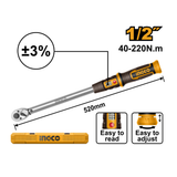 Ingco 1/2" Preset Torque Wrench 40-220Nm 520mm - HPTW1220N8