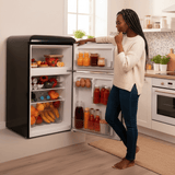 Cecotec Bolero CoolMarket 86L Origin Retro Two-Door Black Refrigerator with Ice Compartment - 1897