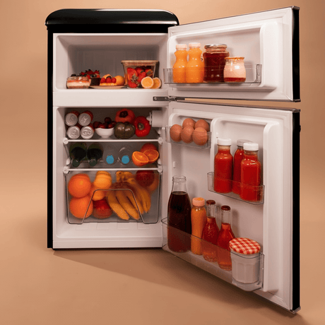 Cecotec Bolero CoolMarket 86L Origin Retro Two-Door Black Refrigerator with Ice Compartment - 1897
