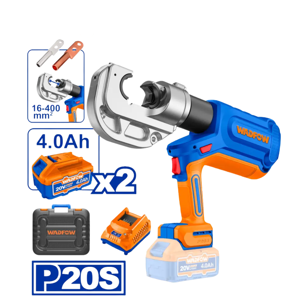 Wadfow 20V Cordless Hydraulic Crimping Tool 120KN with 2 x 4.0Ah Batteries & Charger - WHT2D40
