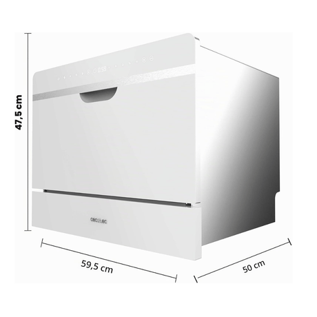 Cecotec Bolero Aguazero Semi-Integrated Compact Black Glass Dishwasher with 6 Place Settings - A01_EU01_100467