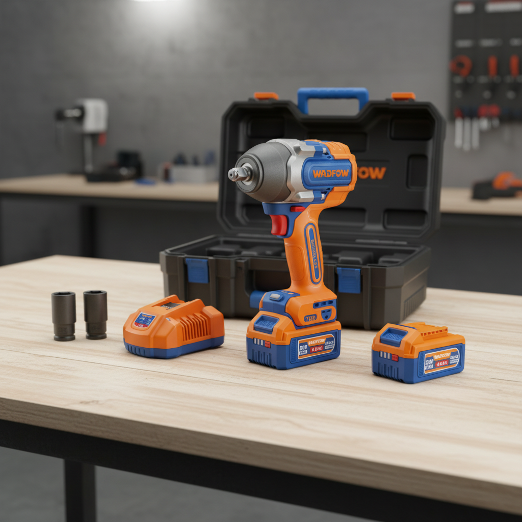 Wadfow 20V Brushless Cordless Impact Wrench 780Nm 1/2" Square Drive with 2 x 4.0Ah Batteries & Charger - WCD1B785