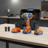 Wadfow 20V Brushless Cordless Impact Wrench 780Nm 1/2" Square Drive with 2 x 4.0Ah Batteries & Charger - WCD1B785