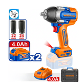 Wadfow 20V Brushless Cordless Impact Wrench 780Nm 1/2" Square Drive with 2 x 4.0Ah Batteries & Charger - WCD1B785