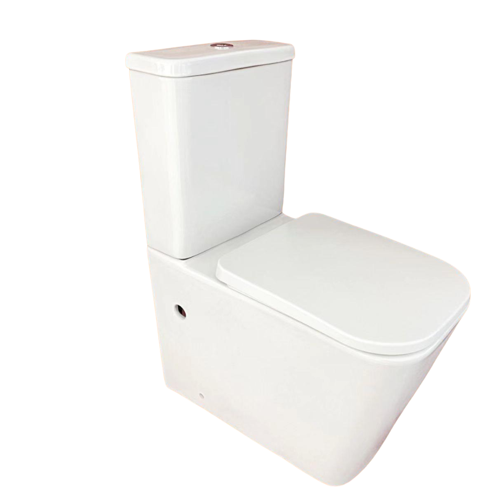Wahkit Ceramic Modern Skirted Two-Piece Water Closet with D-Shaped Bowl & Wide Tank 630mm - 2010