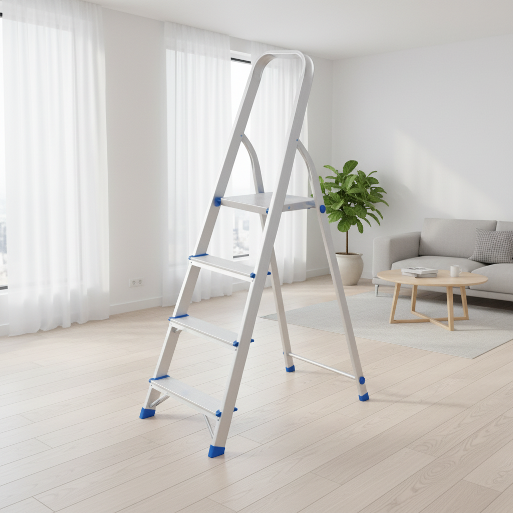 Wadfow 4-Step Aluminium Household Ladder with 120kg Max Load - WLD3H04