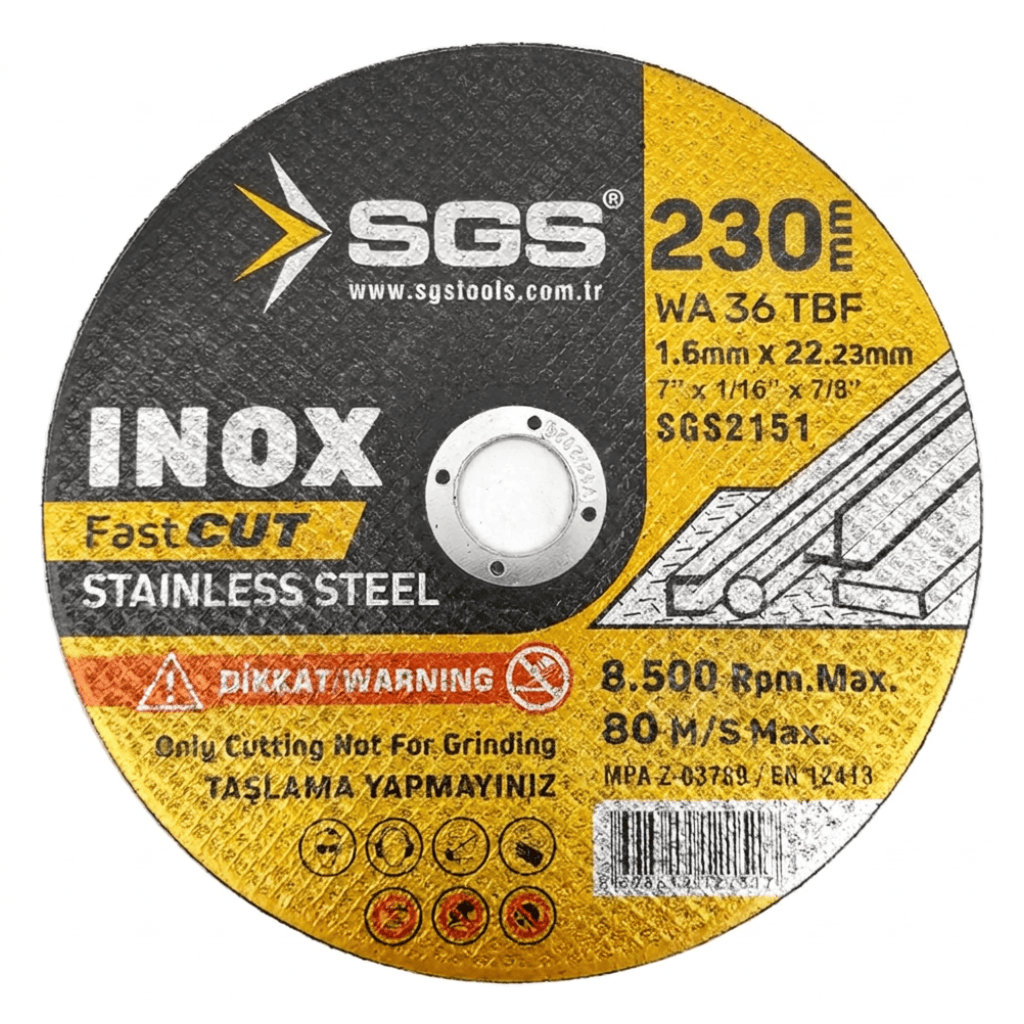 SGS Stainless Steel & Metal Cutting Disc for Angle Grinders | 4.5" & 9"