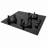 Luxell 60cm 4-Zone Mixed Hob with 3 Gas Burners & 1 Electric Zone - V6-22PYF-31