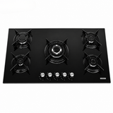 Luxell 90cm 5-Burner Black Glass Built-In Gas Hob with Auto Ignition - C9-50BTF