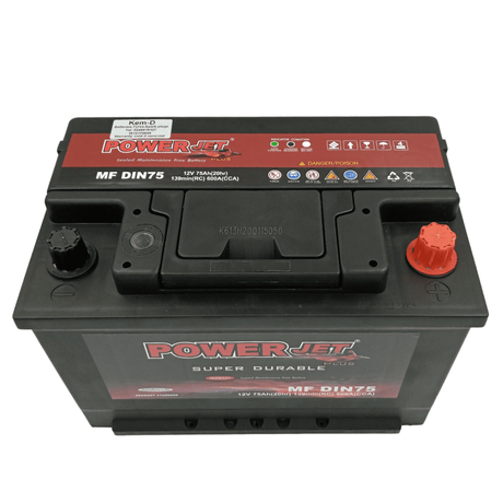 Powerjet 15 Plates 12V Car Battery 75Ah - DIN75 Auto SupplyMaster