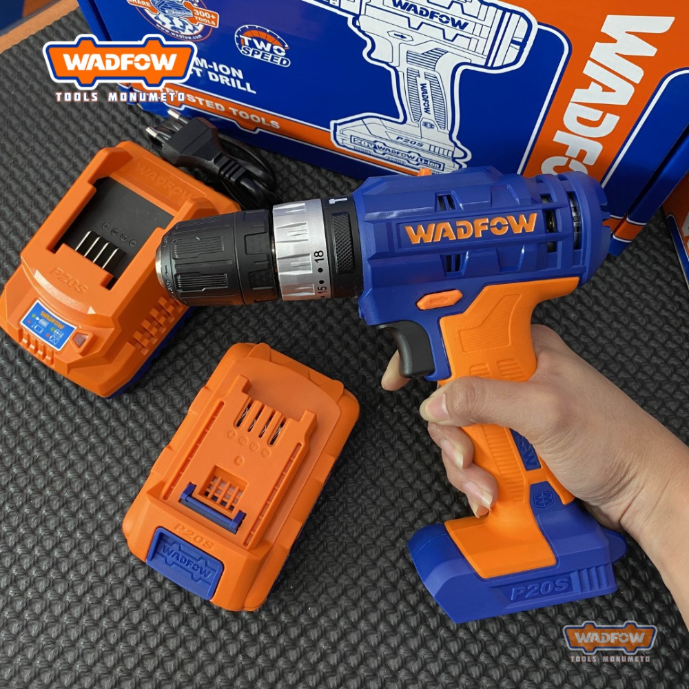 Wadfow Lithium-Ion Cordless Impact Drill with 20V 1.5Ah Battery & Charger - WCDP521