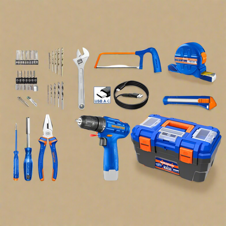 Wadfow 12V 77 Pieces Lithium-Ion Cordless Tools Set - WDT1B77