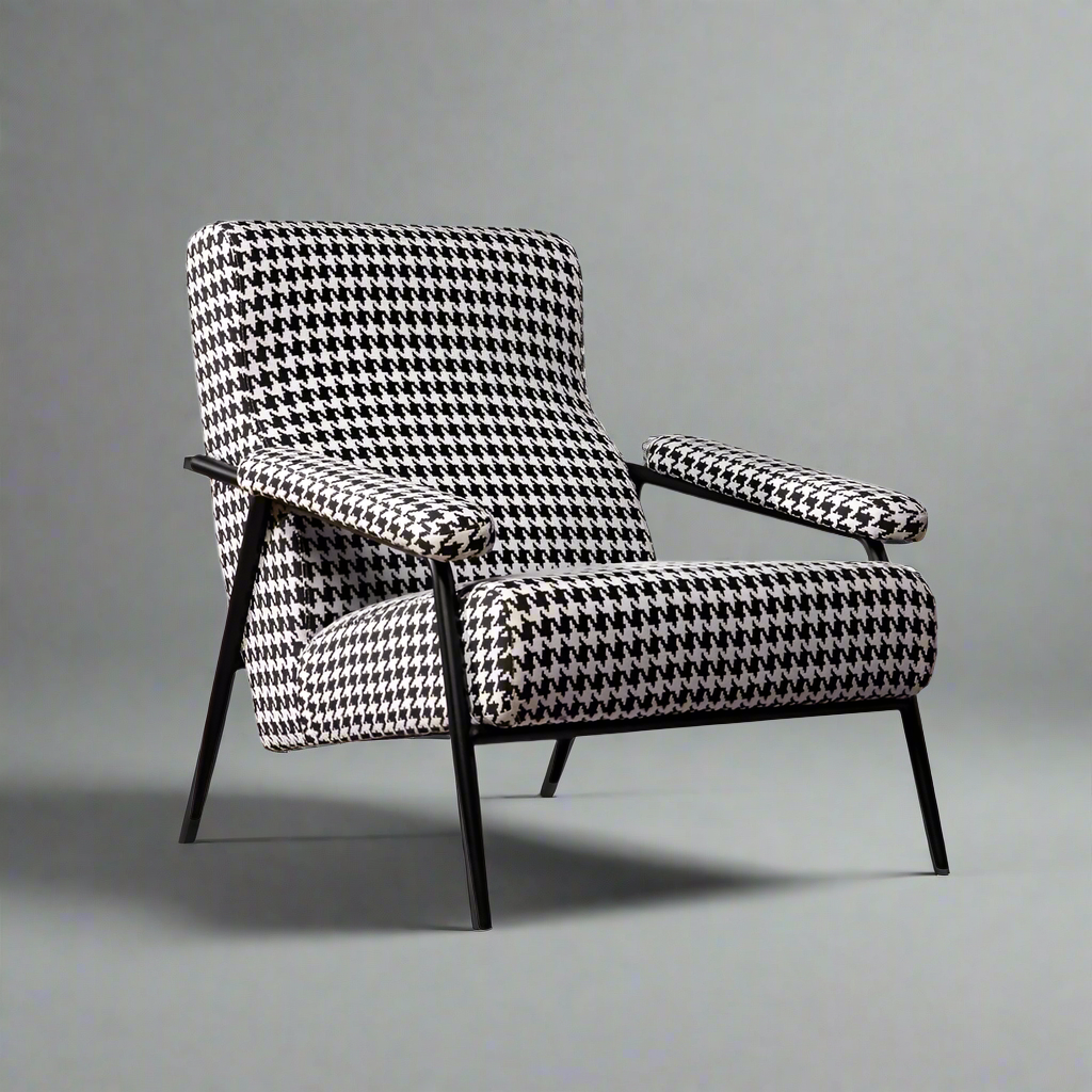 Black And White Fabric Accent Chair