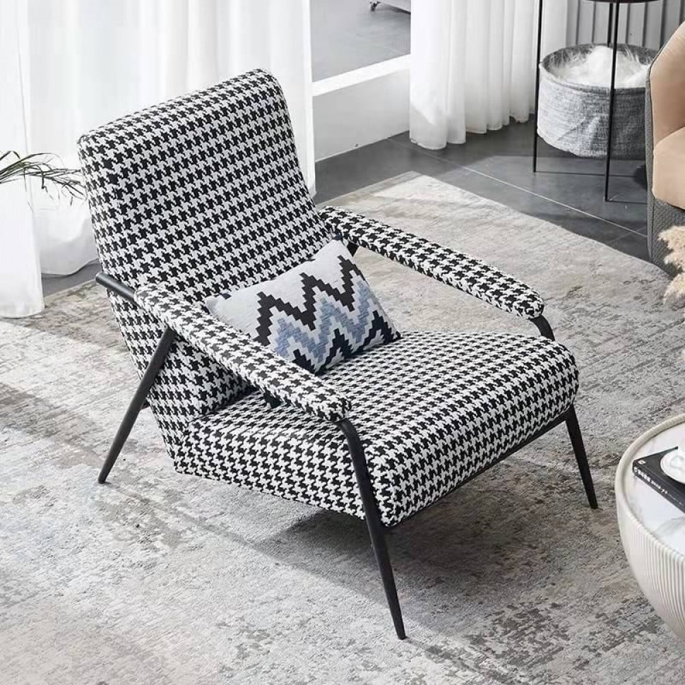 Black And White Fabric Accent Chair