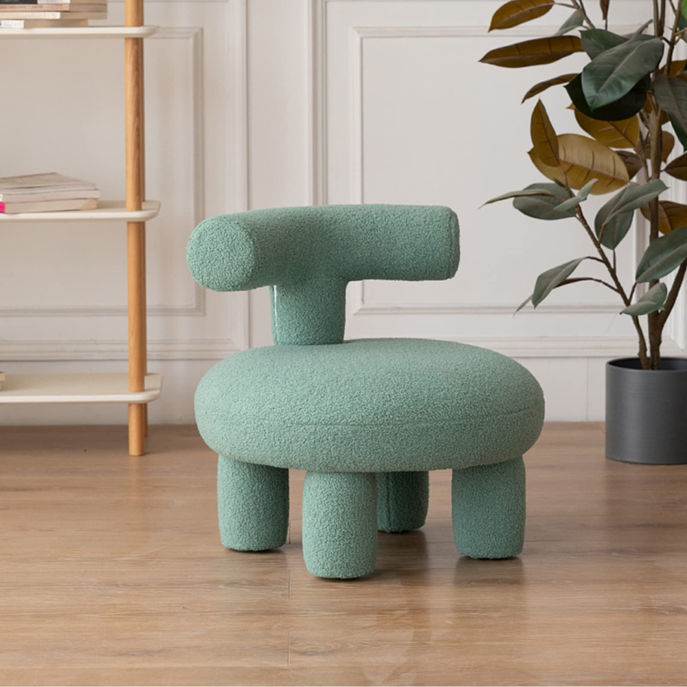 Green Furry Comfort With Backrest Footstool