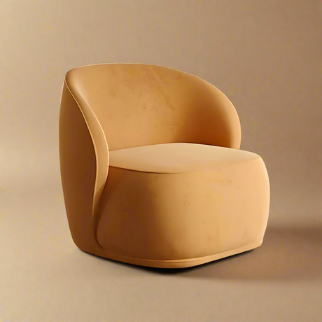 Brown Modern Upholstered Round Accent Arm Chair