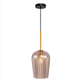 Amber Glass Chevron Schoolhouse Pendant Ceiling Light