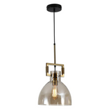 Amber Dome Glass Gold Metal Body Ceiling Pendant Light