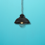 Black Dome Caged Industrial Metal E27 Ceiling Pendant Light