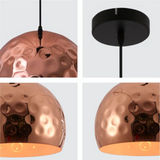 Copper Metal Golden Hammered Dome E27 Pendant Ceiling Light - 300mm/350mm