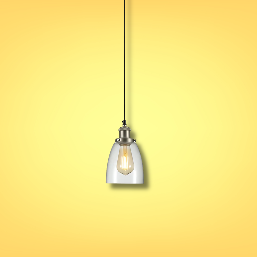 Hoxton Silver Metal Clear Glass Cone Dome Pendant Ceiling Light