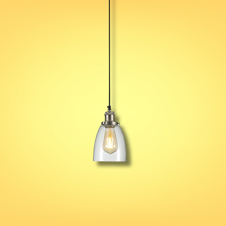 Hoxton Silver Metal Clear Glass Cone Dome Pendant Ceiling Light