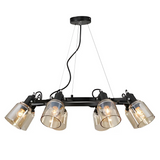 Amber Cone Glass Black Suspended E27 Ceiling Light  - 8 Lamps