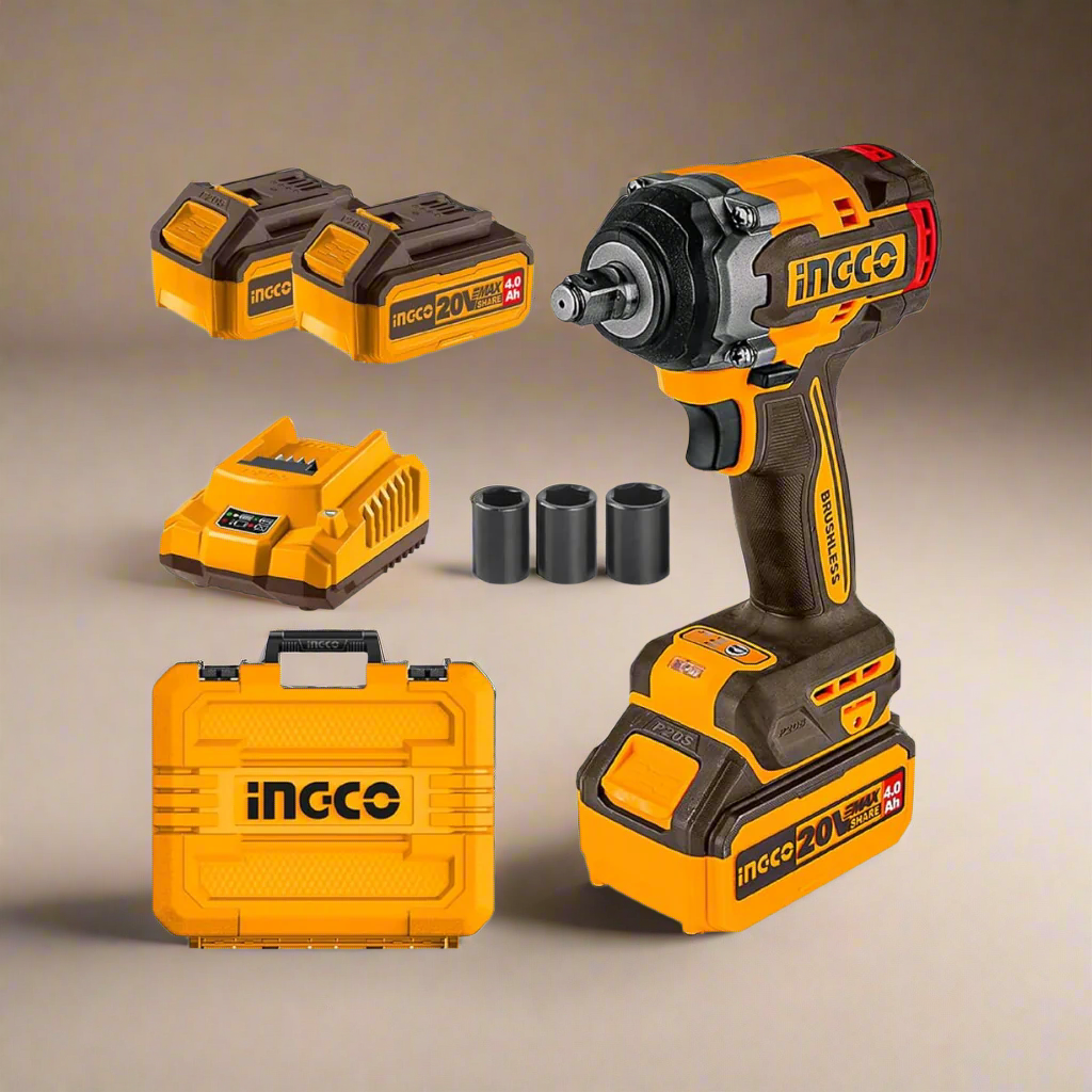 Ingco 1/2" Lithium-Ion Cordless Impact Wrench 500NM with Two 20V 4.0Ah Batteries & Charger - CIWLI2050