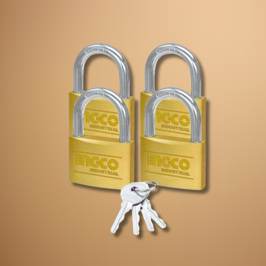 Ingco 4-Piece 40mm Brass Padlock Set with Solid Brass Cylinder – DBPLK4402