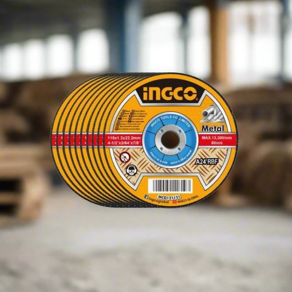 Ingco 100-Pieces Abrasive INOX - Metal Cutting Disc 115 x 1.2mm Set - MCD10115100