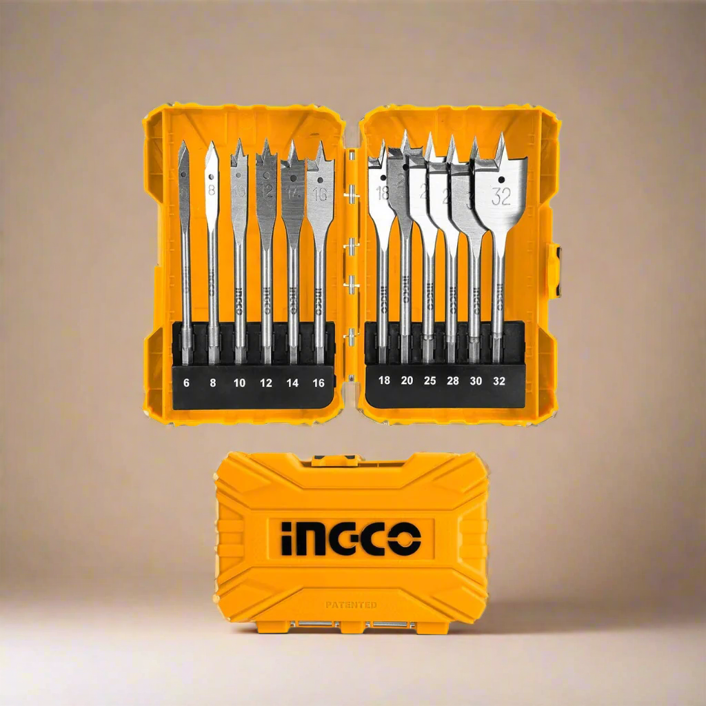 Ingco 12 Pieces Flat Wood Drill Bit Set - AKDL1201