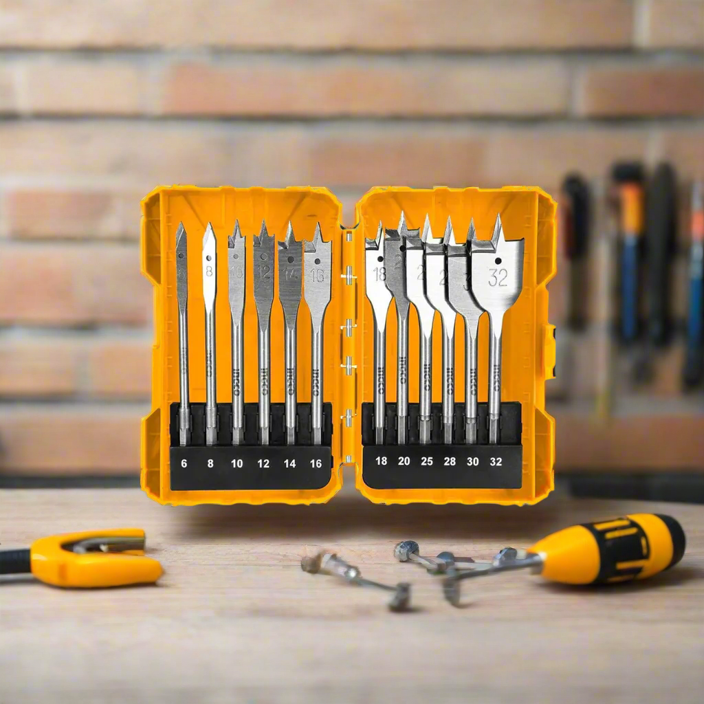 Ingco 12 Pieces Flat Wood Drill Bit Set - AKDL1201