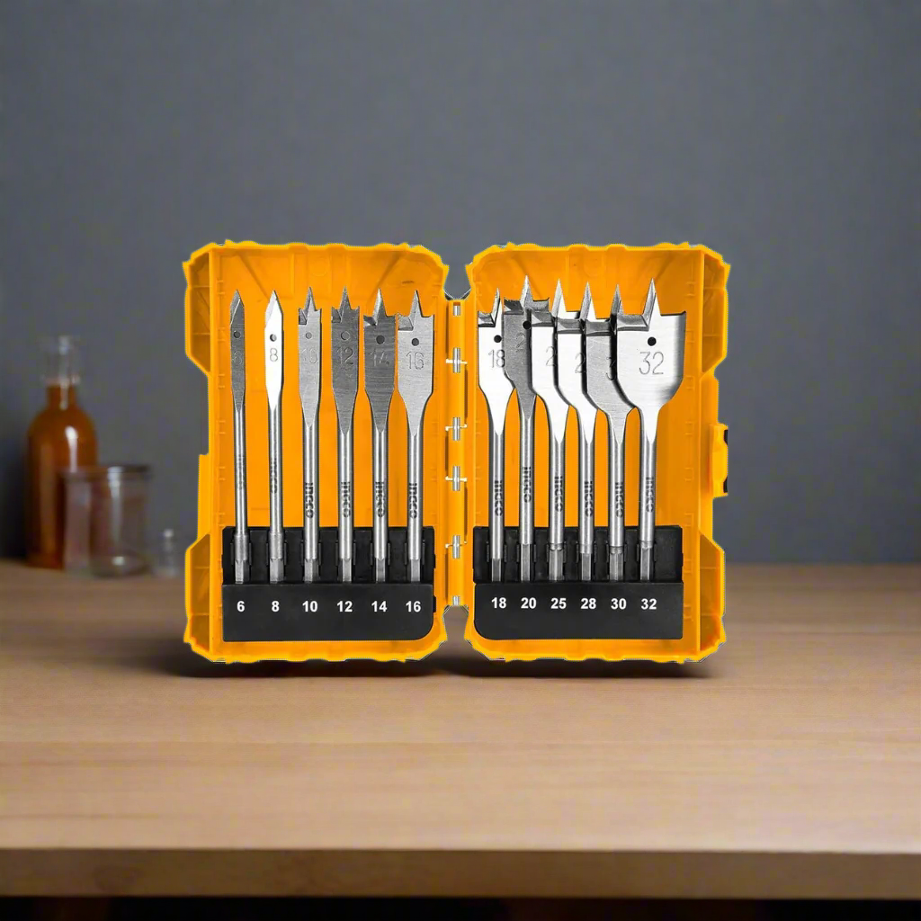 Ingco 12 Pieces Flat Wood Drill Bit Set - AKDL1201