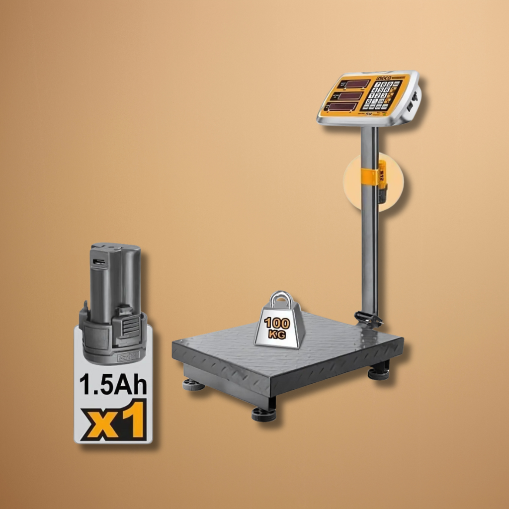 Ingco Cordless 100kg Lithium-Ion Scale with 12V 1.5Ah Battery – CES1302