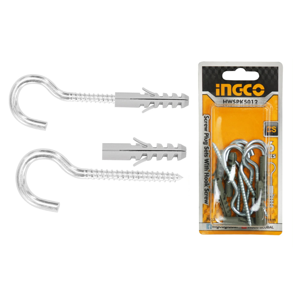 Ingco 6 Pieces Screw Plug Sets With Hook Screw - HWSPK5012
